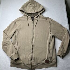 Union Label Sherpa Lined Zip Up Hoodie Service Trades Department Tan Mens M